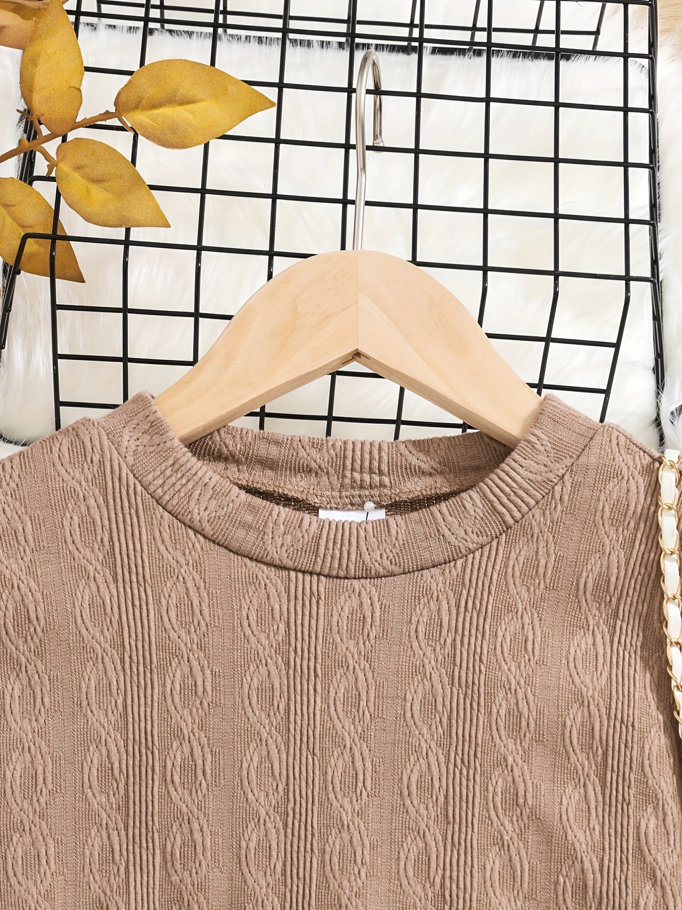 Girls' Vintage Jacquard Print Stretch Comfy Long Sleeve Dress