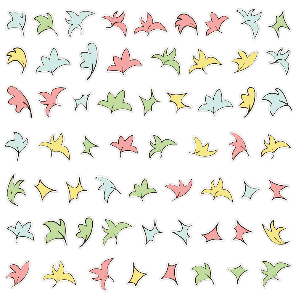 60pcs Leaves Vinyl Stickers Set Colorful Back To School Dorm Wall Room DIY Kit