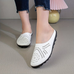 Women's Hollow Out Flat Shoes Slip on Summer Half Slippers