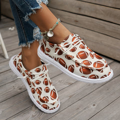 Women's Rugby Pattern Flat Shoes Lightweight Soft Comfortable Sport Running Shoe
