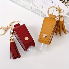 5pcs 30ML Dispenser Bottle Tassel Keychain PU Leather Case Empty Bottle Keychain