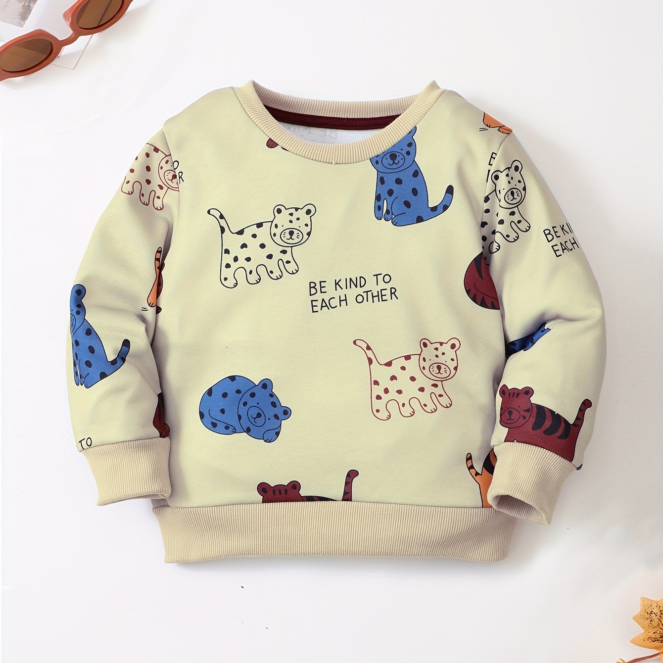Boy's Leopard Print Round Neck Sweatshirt