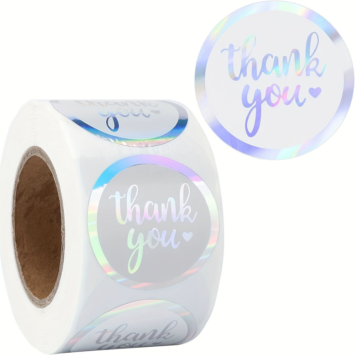500Pcs Thank You Holographic Adhesive Stickers for Envelopes & Gifts