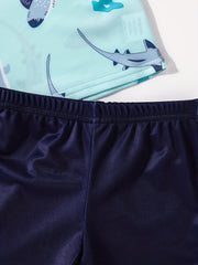 Boys Cartoon Shark Swimwear Set for Beach Vacation