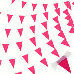 9.8m Solid Pennant Banners Flags for Grand Opening Carnival Birthday Party Pink