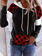 Block Kangaroo Pocket Hoodie Casual Long Sleeve Drawstring Hoodies Sweatshirt