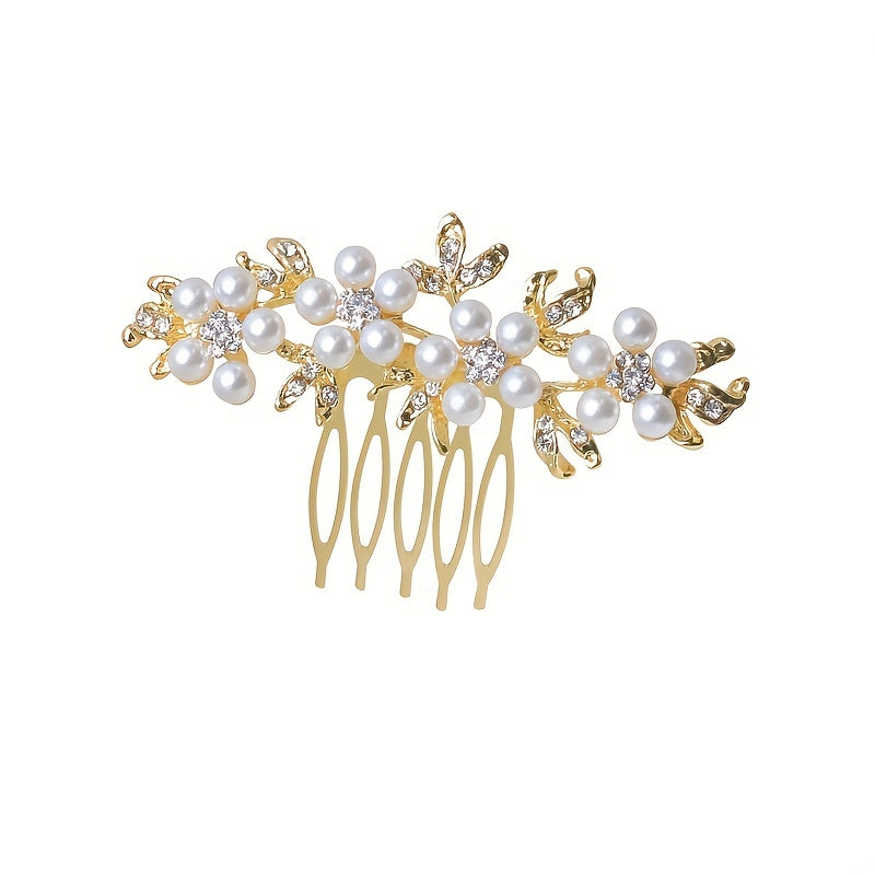 Faux Pearl Rhinestone Hair Comb Side Comb Head Jewelry Hair Accessories