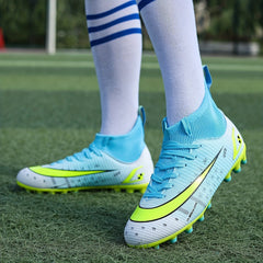 Men's High Top Spiked Football Boots, Geometry Pattern Soccer Cleats