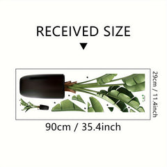 Tropical Palm Leaf Wall Decals Green Potted Plant Stick-On