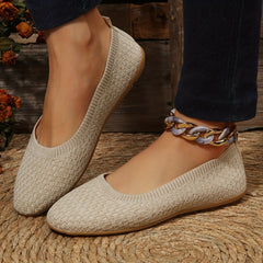 Women's Breathable Slip On Flat Shoes Lightweight Comfort Knit Shoes