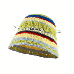 Vintage Crochet Beanie Summer Bucket Hat Classic Hollow Thin Knit Hat