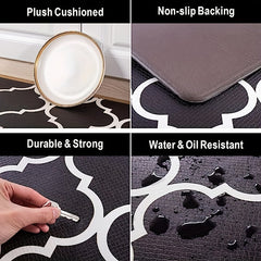 Moroccan Plaid Kitchen Mat Anti Fatigue Cushion Waterproof Non Slip