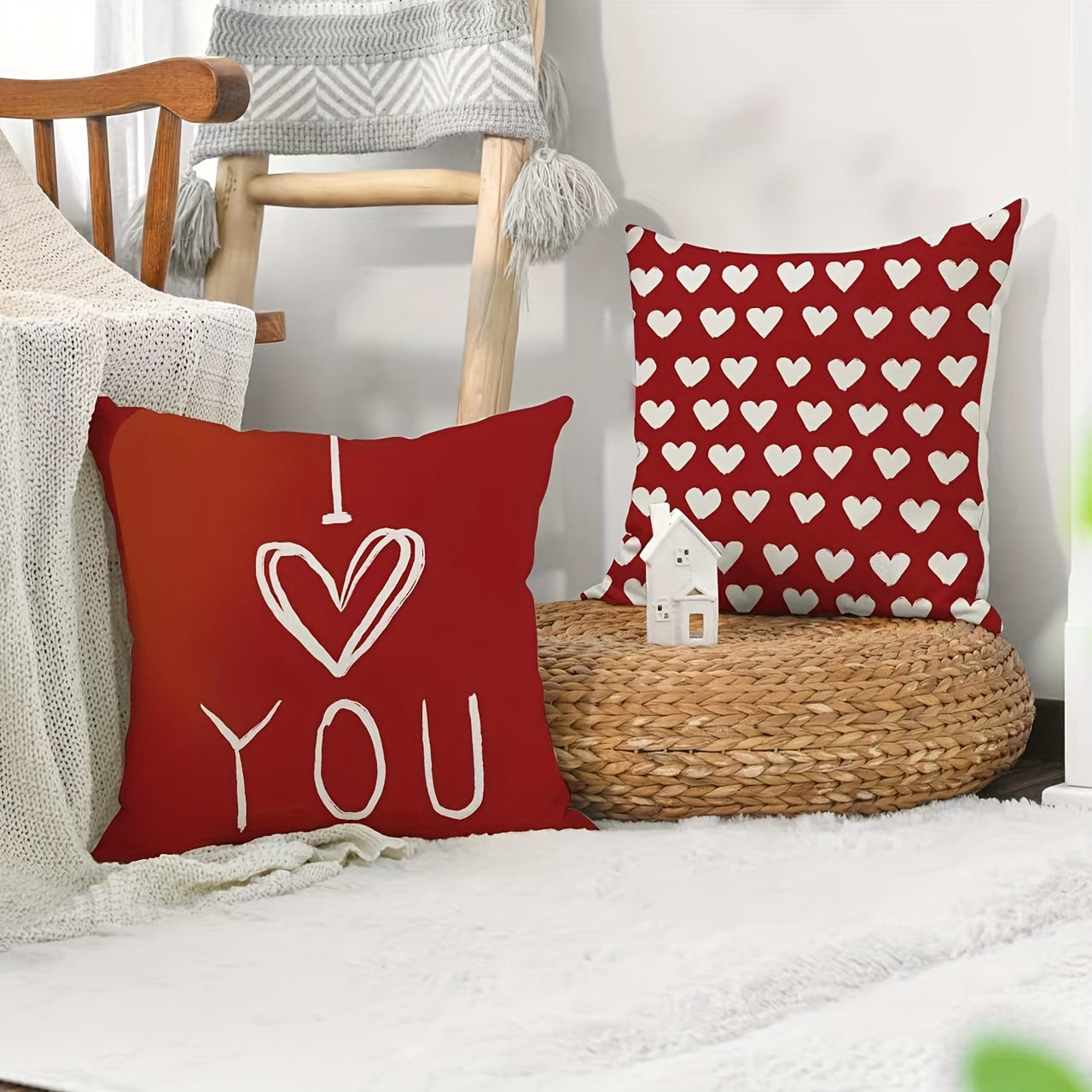 Set of 4 Linen Printed Throw Pillow Covers