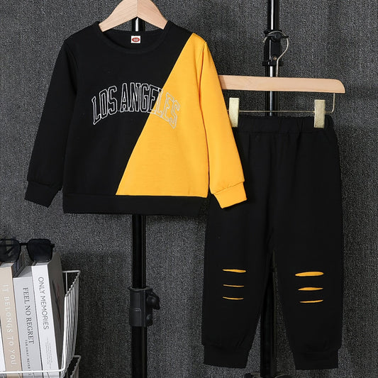 LOS ANGELES Graphic Print Boys Sweatshirt & Sweatpants Set