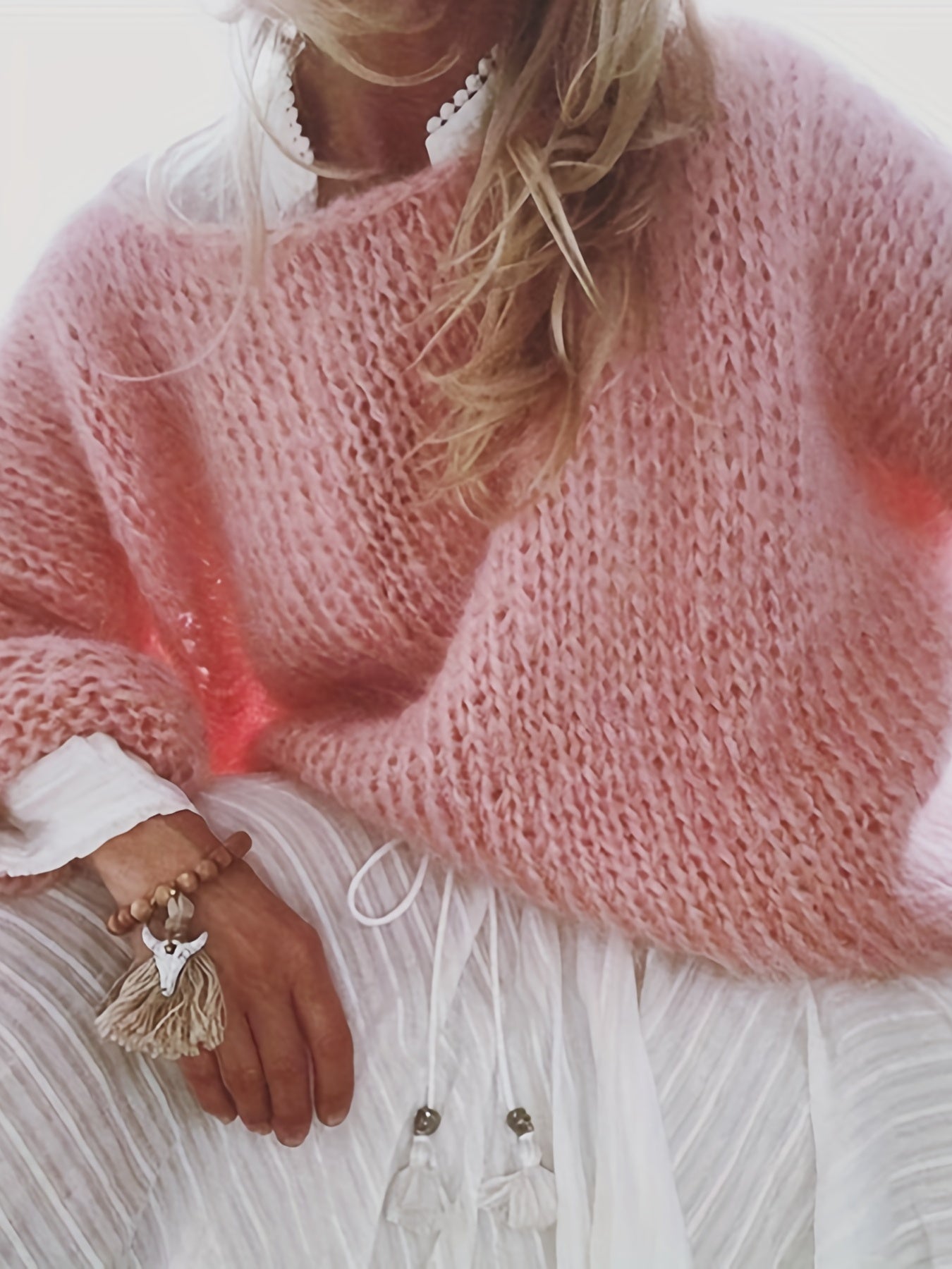 Casual Solid Round Neck Long Sleeve Sweater