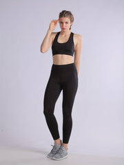 2pcs Solid Yoga Sports Bra & Leggings Set Women's Activewear