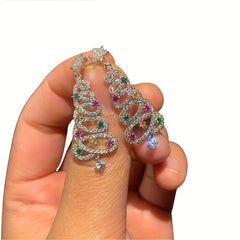 Sparkling Shiny Zircon Christmas Tree Earrings