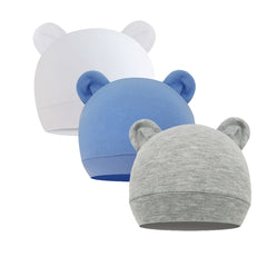 3pcs Newborn Infant Hospital Hat Cotton Beanie Caps Animal Ears Boys Girls