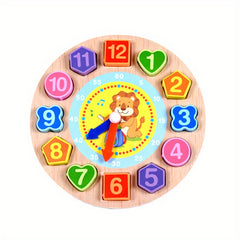 Wooden Number Animal Clock Shape Alarm Building Blocks
