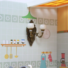1:12 Dollhouse Wall Light & Golden Alloy Bedroom Ornament Mini House Decor