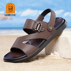 LAORENTOU Men's Leather Sandals Lightweight Quick Dry Beach Shoes