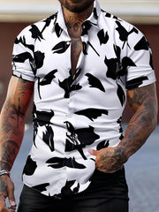 Abstract Print Men's Short Sleeve Shirt for Summer Vacation