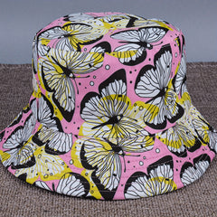Butterfly Print Bucket Hat Foldable Sun Protection Sunshade Hat