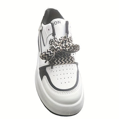 Women's Colorblock Casual Sneakers Low Round Toe Lace Up Shoes