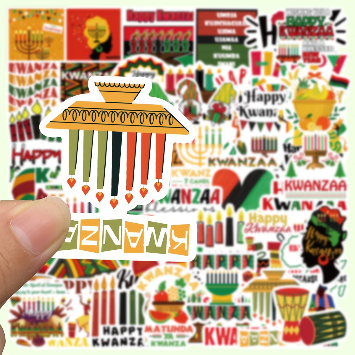 50pcs Kwanzaa Stickers for DIY Decorative Water Cup, Phone Case, Notebook