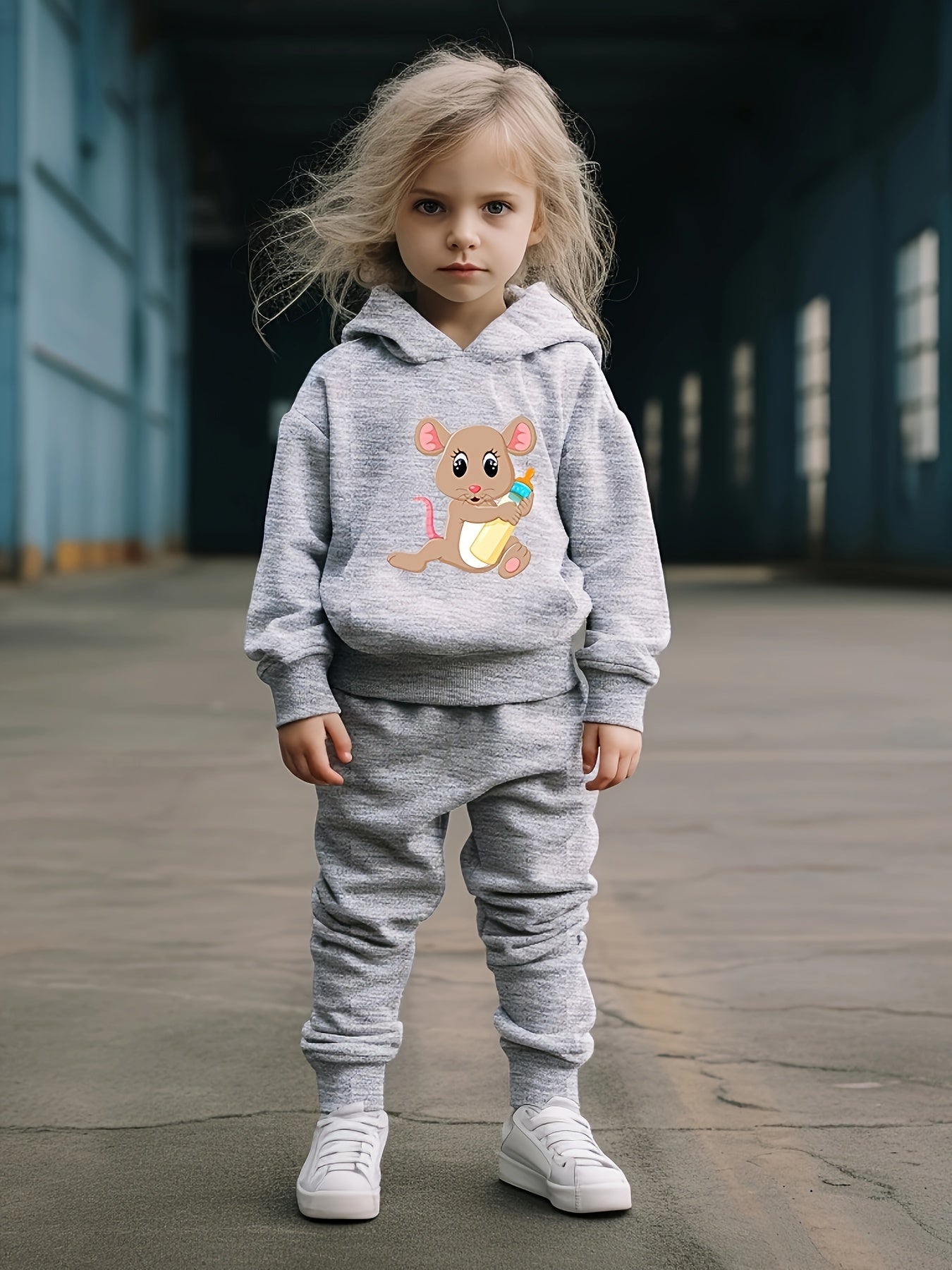 Baby Mouse Print 2pcs Girls Outfits Hoodies Jogger Pants Set