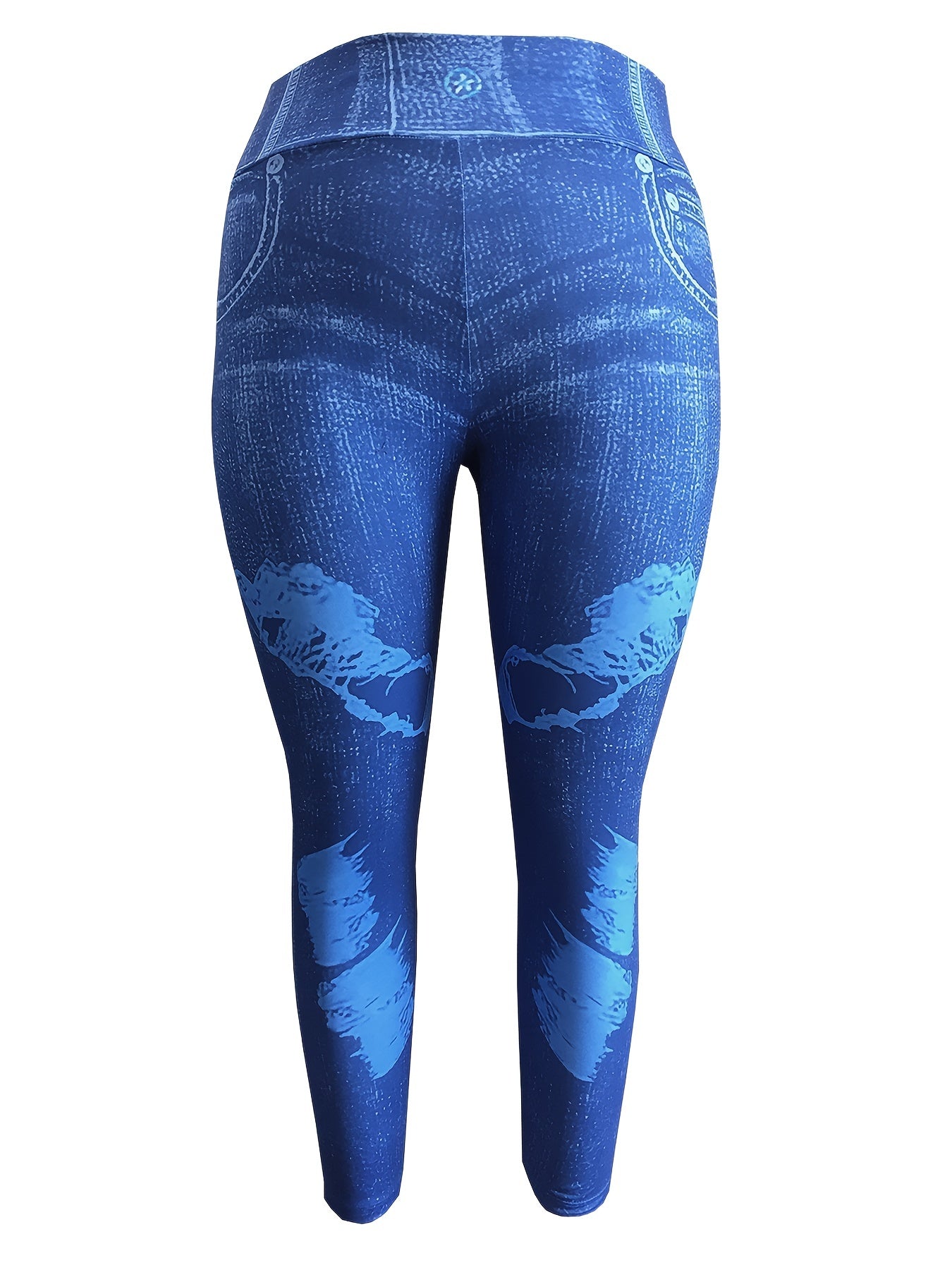 Denim Print High Waisted Tummy Control Leggings