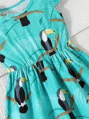 Girl Dinosaur Flutter Sleeve Casual Dress Summer Outfit