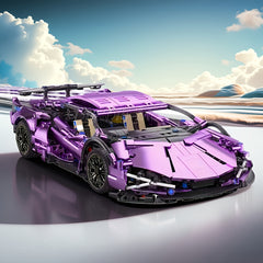 1300 pcs Plated Purple Sports Car Model Kit Building Blocks