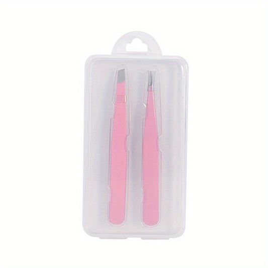 4pcs Eyebrow Tweezers Set with Storage Case