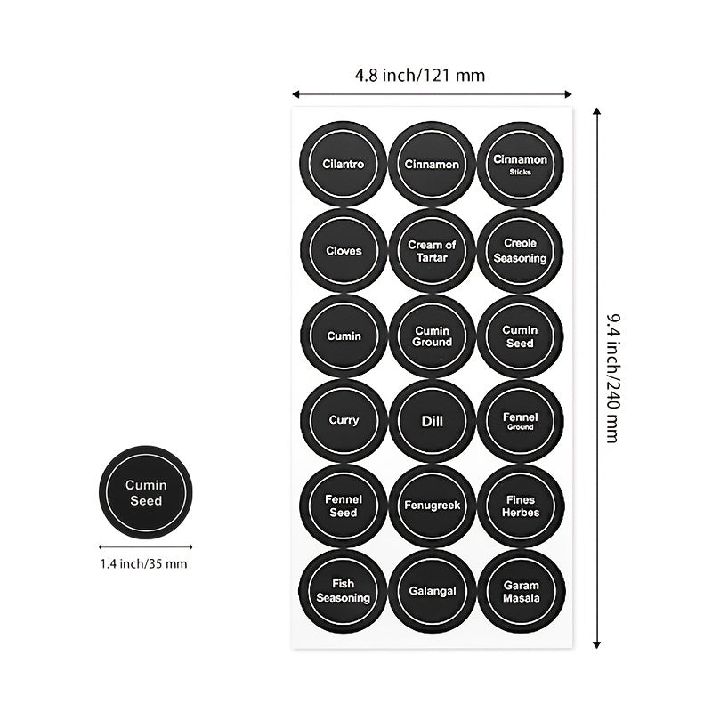 Round Spice Jar Labels 126pcs Waterproof Self-Adhesive