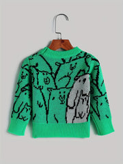 Kids Jacquard Long Sleeve Knitted Pullover Sweater