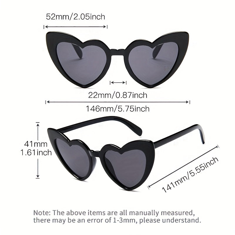 Heart Shaped Sunglasses Block Gradient Lens Vintage Oversized Eyewear