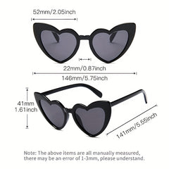 Heart Shaped Sunglasses Block Gradient Lens Vintage Oversized Eyewear