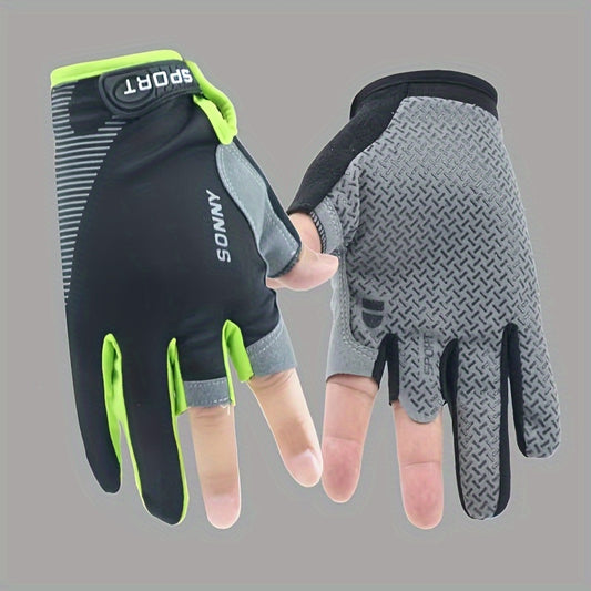 Pai Fingerless Fishing Gloves - Anti slip Breathable Cycling Adjustable Half Fin