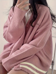 V Neck Button Up Cardigan Long Sleeve Casual Fall Winter Women's Clothing
