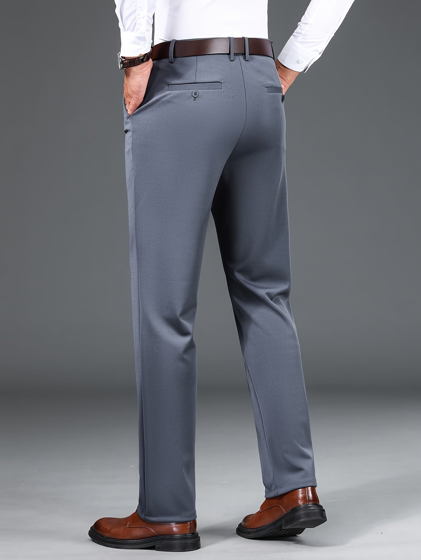 Men's Solid Dress Pants Formal Business Trousers Spring Summer Wedding