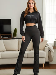 High Waist Ribbed Yoga Bootcut Leggings for Women