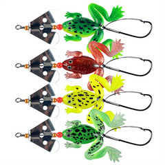 4pcs Silicone Frog Soft Lure 4.33in 6.5g for Pike Catfish Salmon Fishing
