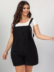Plain Tie Shoulder Loose Fit Overalls