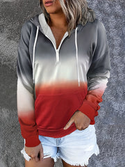 Drawstring Half Zip Hoodie Street Wear Sweatshirt