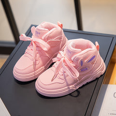 Girl's High Top Skate Shoes Plush Lining Non Slip Casual Sneakers