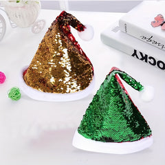 Reversible Sequin Santa Hats Glitter Sparkle Flip Up Sequin Hats