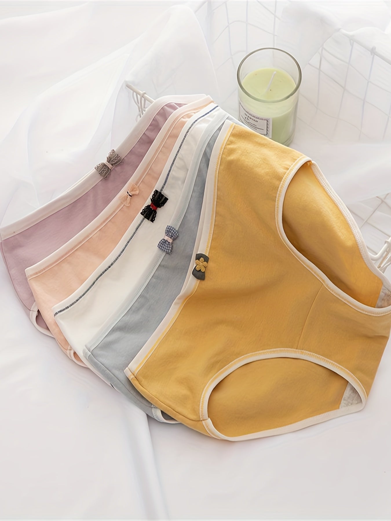 5pcs Bow Girls Panties Cotton Stretch Underwears