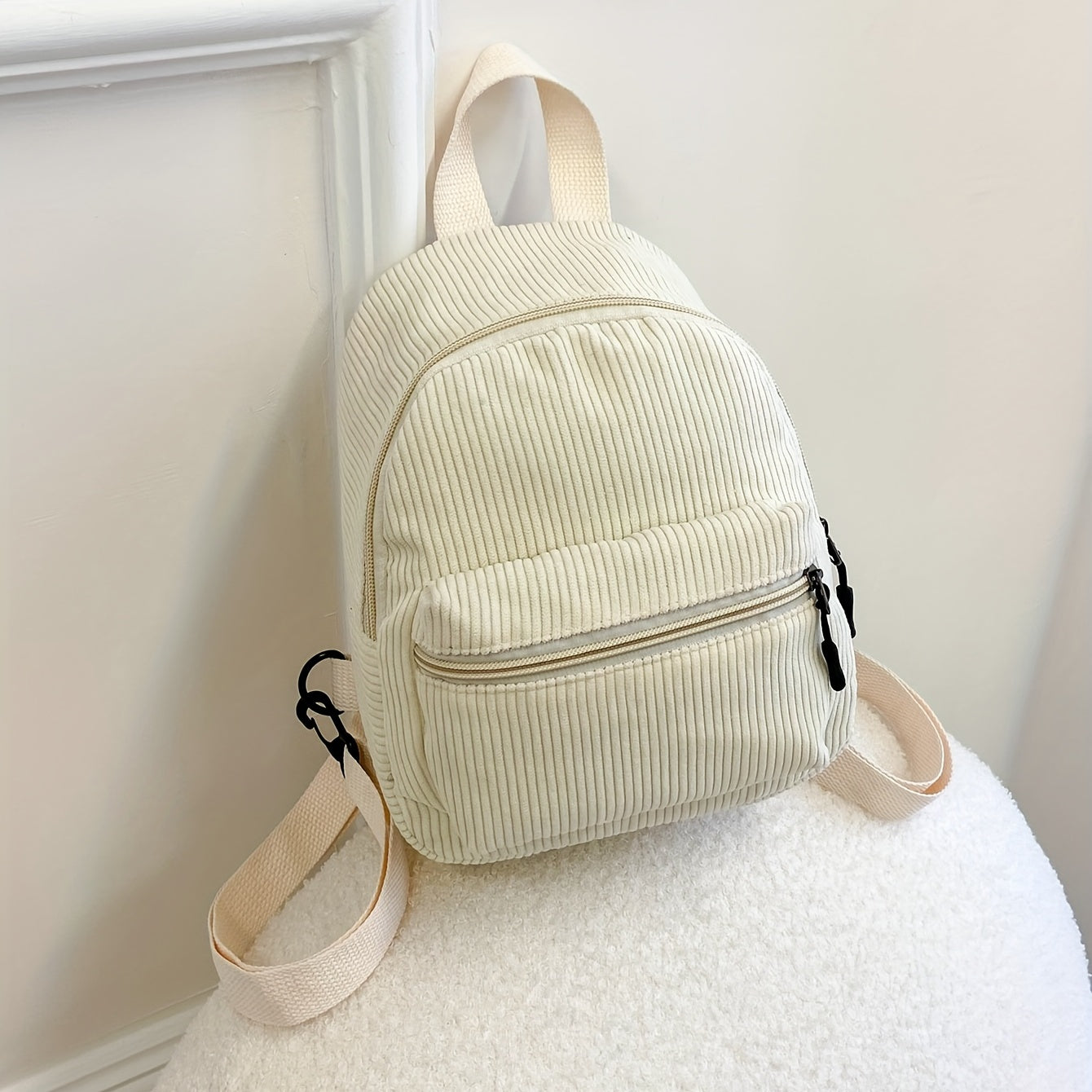 Kids Corduroy Backpack Large Capacity Lightweight Schoolbag