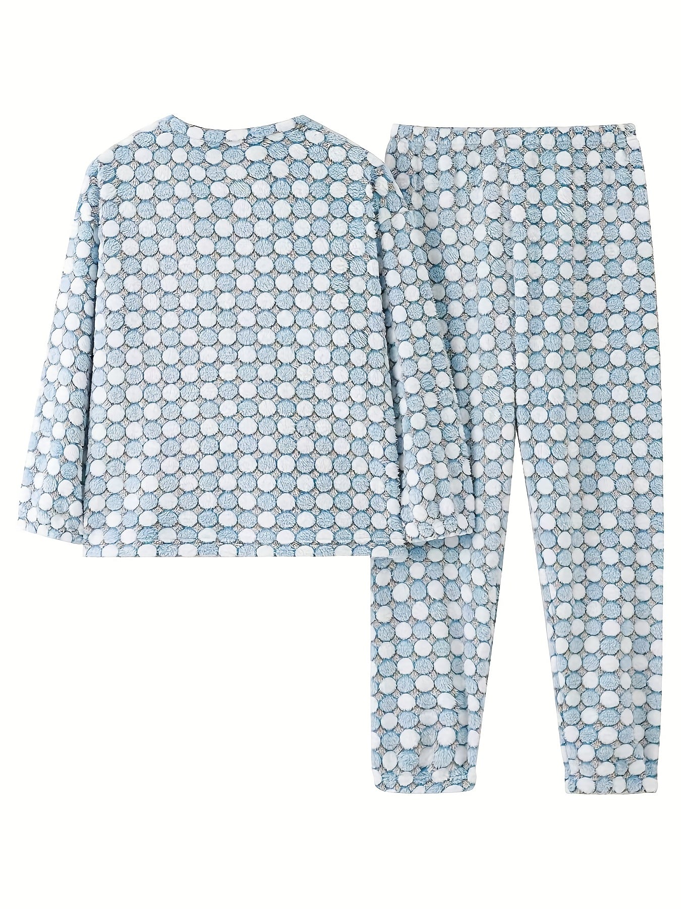 Polka Dot Fuzzy Pajama Set Women's Sleepwear